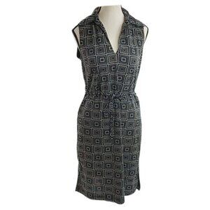 Express Womens Size 9/10 Dress Vintage Y2K Black White Geometric Sleeveless